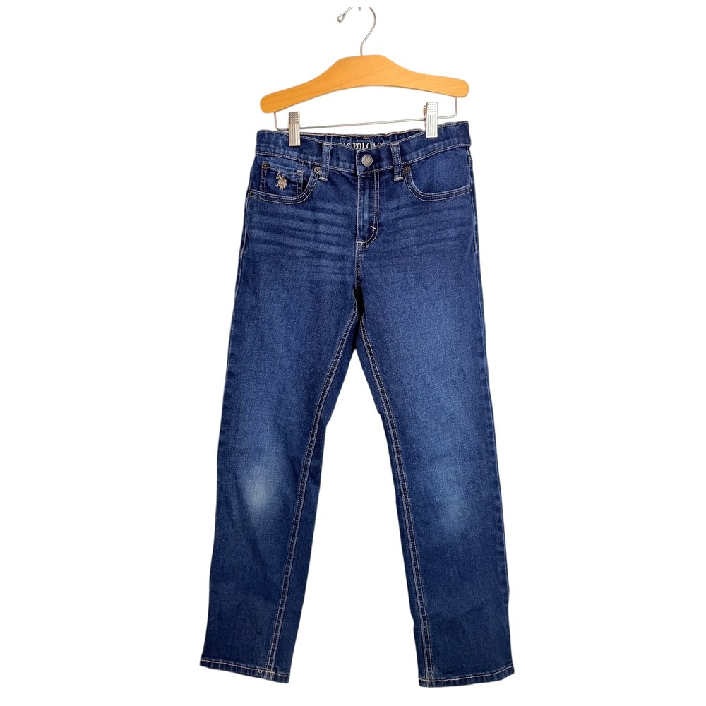 US Polo Assn Boys Blue Denim Jeans Medium Wash Adjustable Waist Size 10